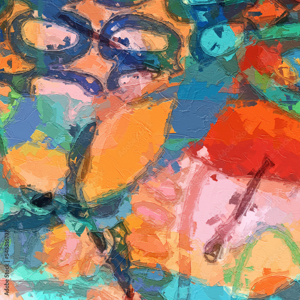 Naklejka premium Abstract geometric oil painting colorful texture