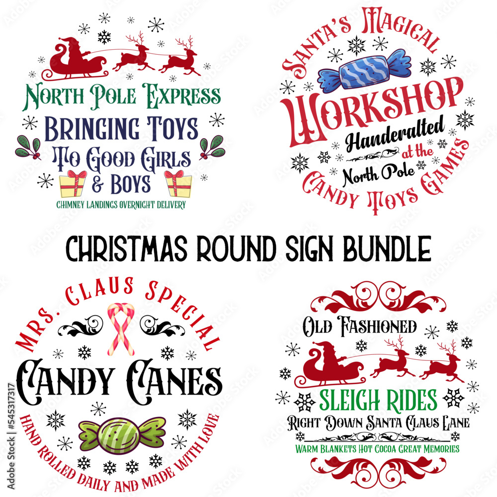 Christmas Sign Svg Bundle, Vintage Christmas Sign Svg Bundle, retro
