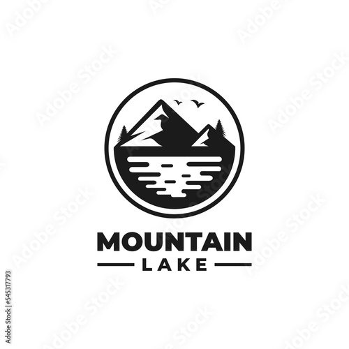 Mountain lake logo design vector