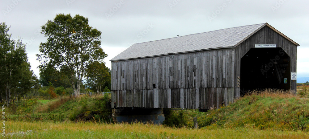 Sawmill Creek Covered Bridge built in 1908 in Hopewell Hill, NB Sawmill Creek Covered Bridge built in 1908 in Hopewell Hill, NB