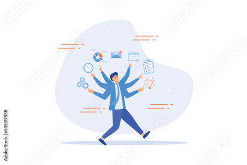 Project management, strategic plan to manage resources for development, working process and schedule, task completion concept, flat vector modern illustration