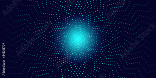 Abstract blue light halftone dots background. Minimal optical design template. Vector, 2022-2023