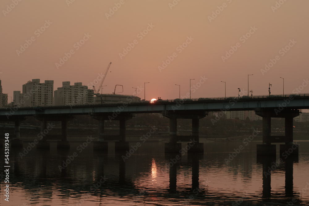 the sunset of the Han River