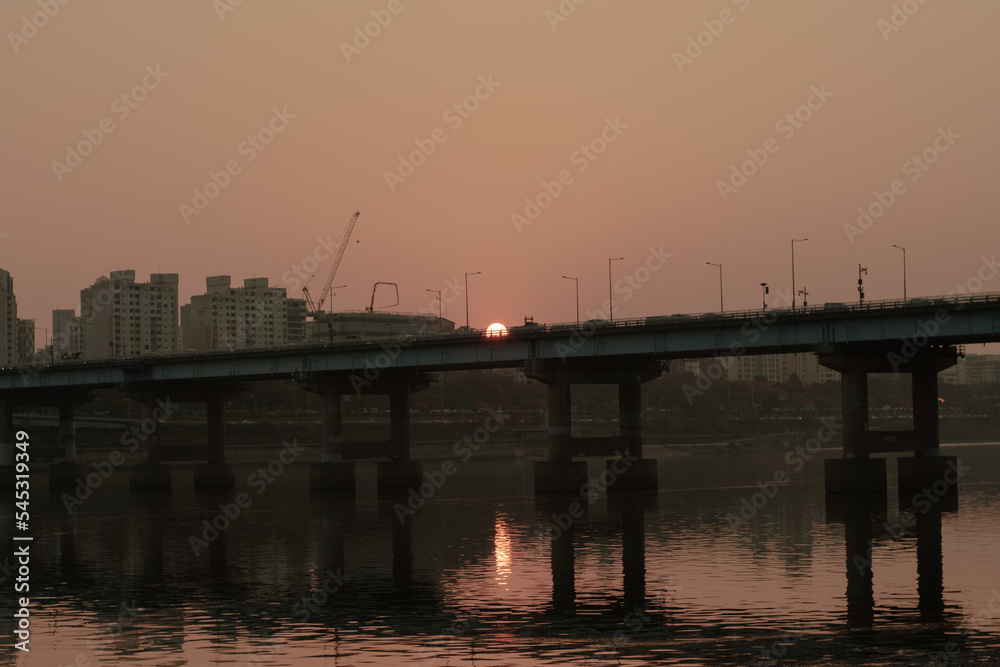 the sunset of the Han River