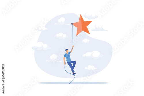 Effort to achieve goal or success, courage or risk taking to win business or career growth, reaching goal or finish mission concept, flat vector modern illustration