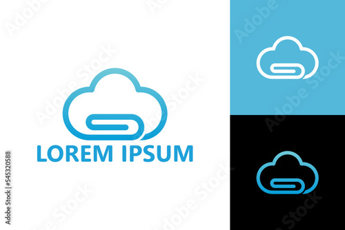 Cloud paperclip logo template design vector
