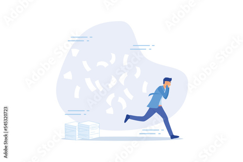 Overwhelmed or work overload, exhausted and anxiety, stressed and tired from problem and trouble, panic attack or shocked, burnout and depression concept, flat vector modern illustration