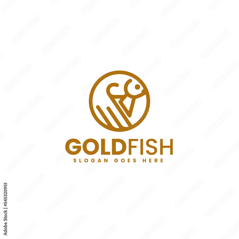 Vector Logo Illustration Gold Fish Line Art Style Vector Logo Illustration Gold Fish Line Art Style