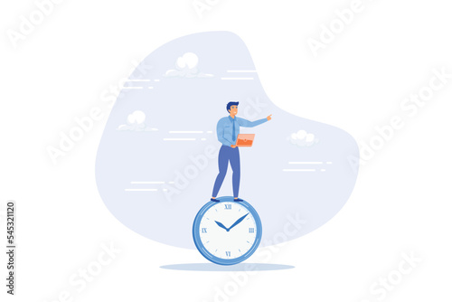 Time management, manage to finish project within deadline, productivity or efficiency to finish work, speed and urgency concept, flat vector modern illustration