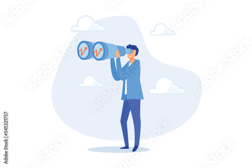 Financial forecast, vision for stock market investment return, make profit opportunity, discover economic recover, flat vector modern illustration