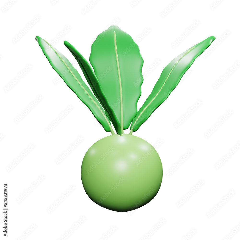 PNG 3d rendering of kohlrabi vegetable for your content asset needs
