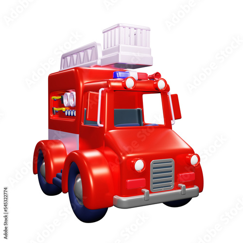 Obraz na płótnie PNG 3d rendering of fire truck for your content asset needs w salonie