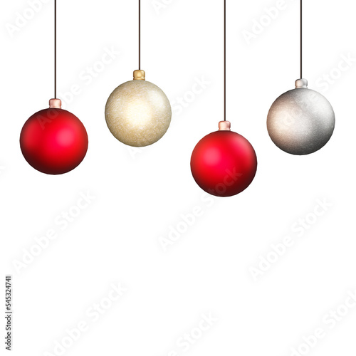 Tablou canvas red christmas light ball gold and silver for Christmas decorate the place