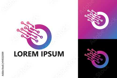 Digital circle logo template design vector