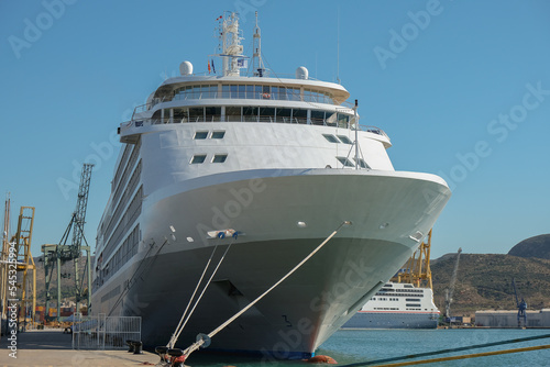 Luxury Silversea Silver cruiseship cruise ship liner yacht Shadow Whisper in port of Cartagena, Spain © Tamme