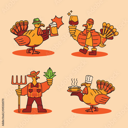 chicken turkeys cartoon thanksgiving celebration