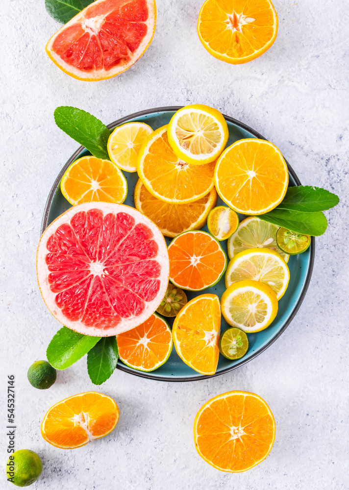 A pile of citrus fruit slices A pile of citrus fruit slices