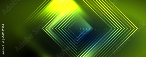 Neon glowing techno lines  hi-tech futuristic abstract background template. Vector illustration for wallpaper  banner  background  leaflet  catalog  cover  flyer