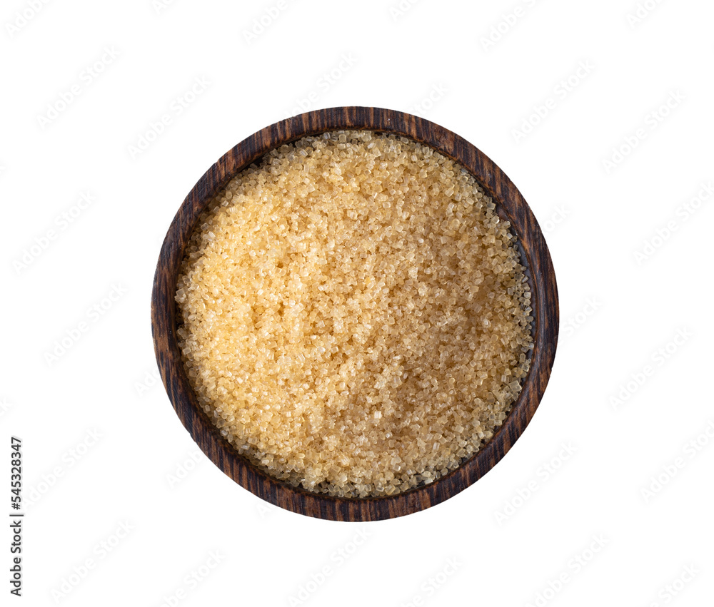 Brown sugar in wood bowl isolated on transparent png Brown sugar in wood bowl isolated on transparent png