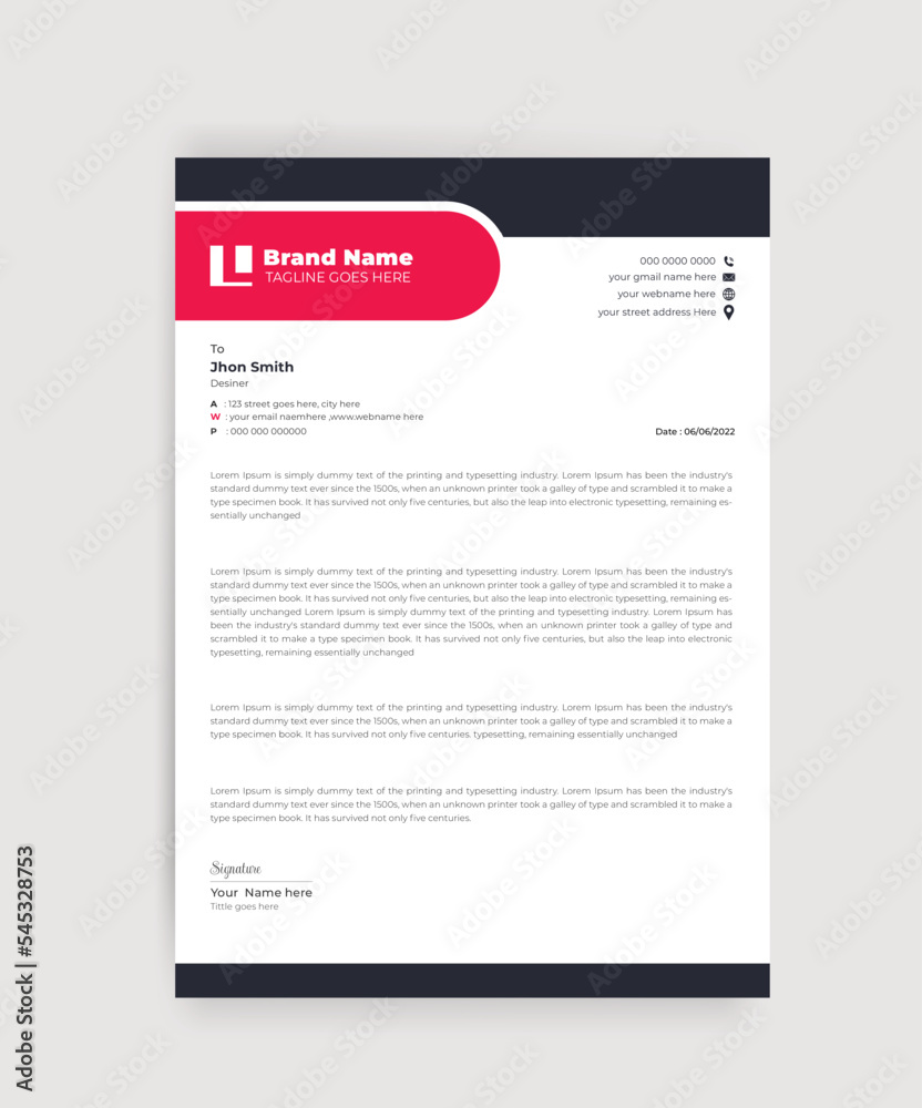 Business modern corporate letterhead design template