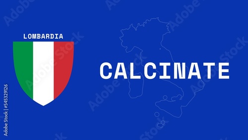Schilderij op canvas Calcinate: Illustration mit dem Ortsnamen der italienischen Stadt Calcinate in d