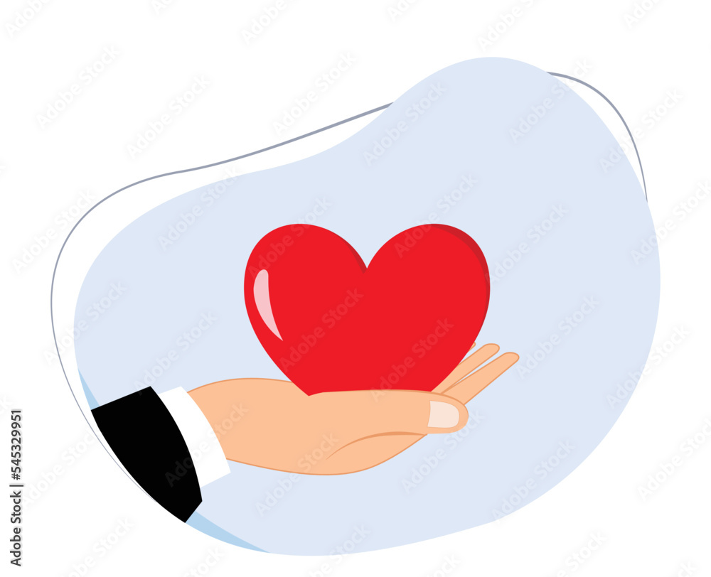 hand giving hearth symbol. male hand giving love symbol. hand symbolizes heart. flat design vector illustration hand giving hearth symbol. male hand giving love symbol. hand symbolizes heart. flat design vector illustration