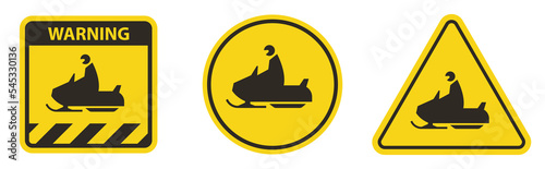 Snowmobile Crossing Sign On White Background