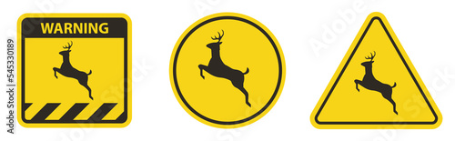 Deer Crossing Sign On White Background