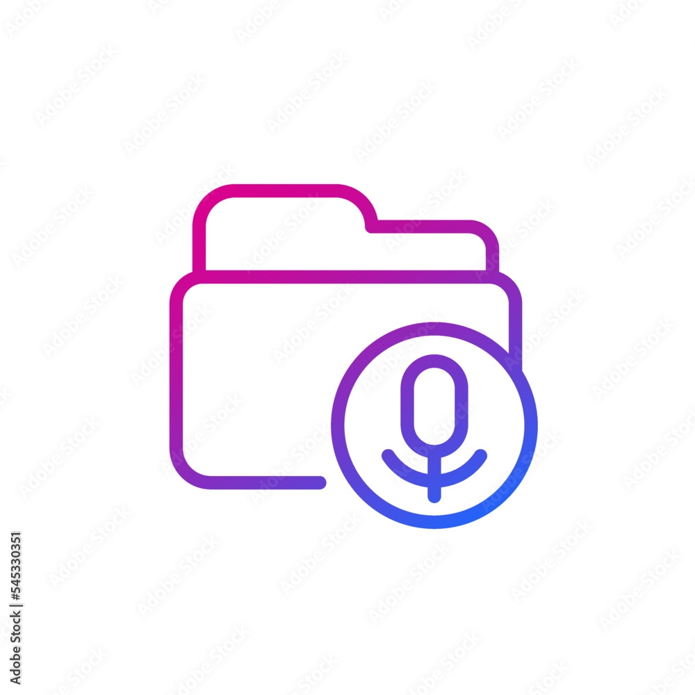 folder with audio records line icon folder with audio records line icon