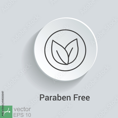 Paraben free icon. Simple outline icon. Product label, green leaf symbol, dermatology, shampoo, health cosmetic concept. Thin line vector illustration isolated. EPS 10.