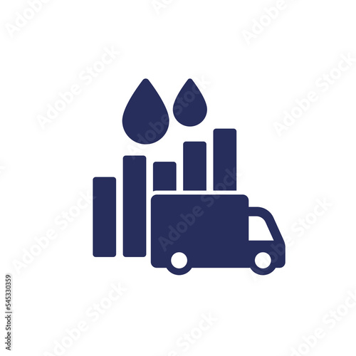 fuel consumption icon with a van, vector