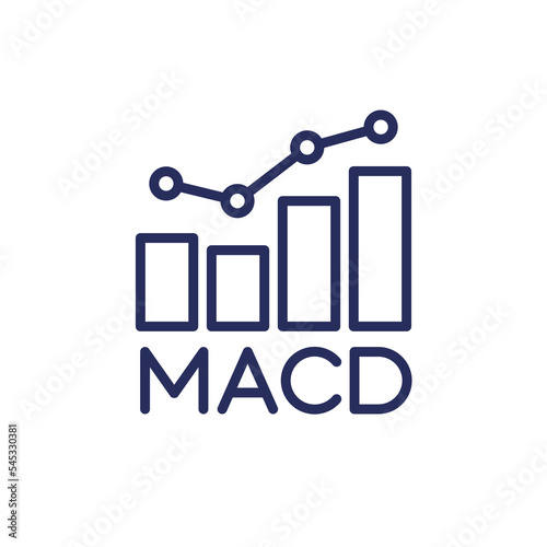 MACD trading indicator line icon, vector