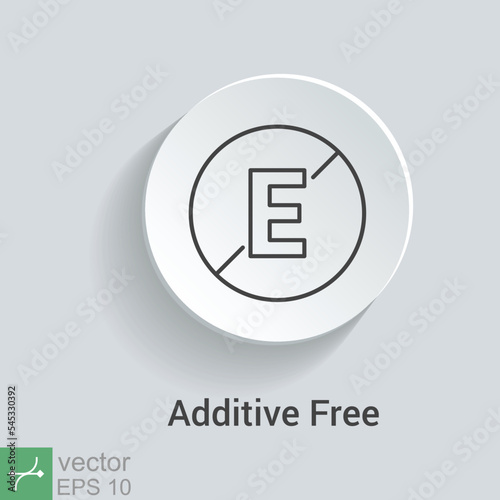 No preservative, additives free, E letter stamp icon. Simple outline icon. Organic food ingredient, natural product concept. Thin line vector illustration isolated. EPS 10.