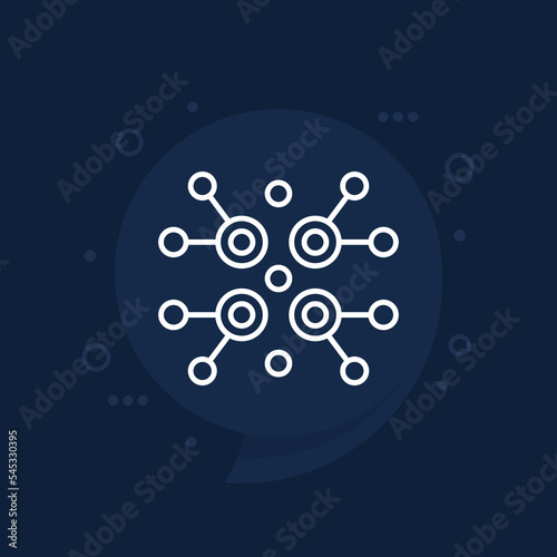 nodes, data structure line icon for web