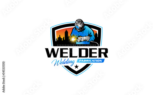 Illustration vector graphic of custom welding fabrication company logo design template