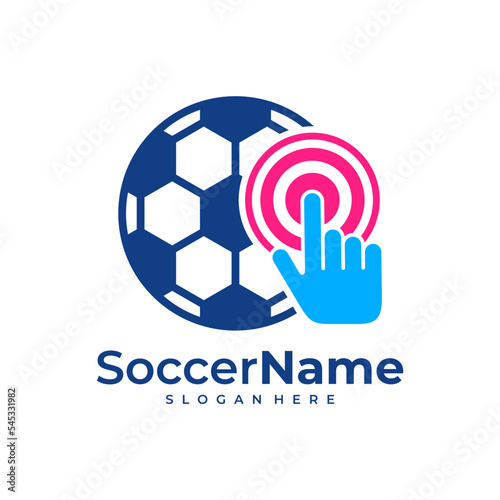 Click Soccer logo template, Football Touch logo design vector