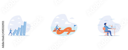 Small tiny habits to change or increase productivity, Start invest, Study online course, set flat vector modern illustration