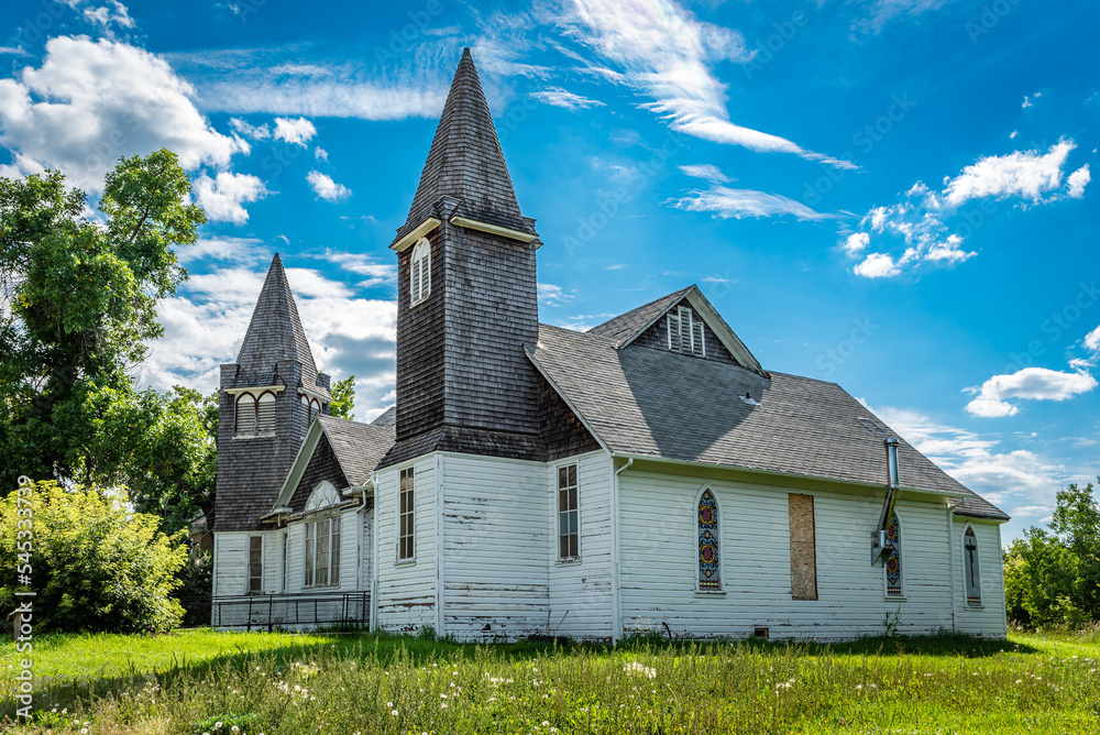 Knox Presbyterian Church, formerly Knox United Church, built in 1884, in Qu’Appelle, SK 