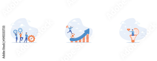 Business organization, business strategy to grow and success, Business value, set flat vector modern illustration