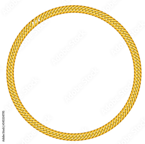 Gold Bracelet Jewelry Vector, Classic Gold Metal Circle chain frame Design on White background