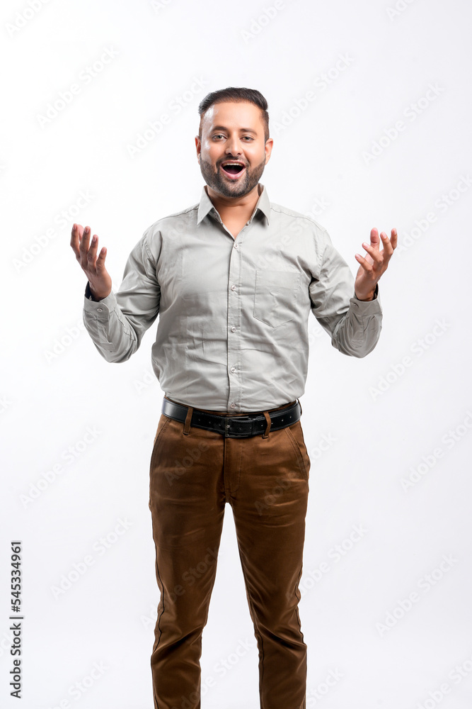 Indian man giving expression on white background. Indian man giving expression on white background.