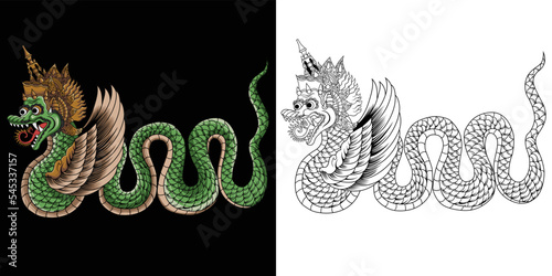 Balinese Dragon with ornament illustration
