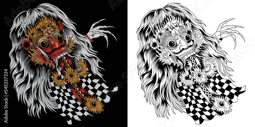 Traditional rangda bali illustration. Premium vector