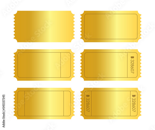 Golden ticket vector design template. Premium coupon festival paper symbol. 
