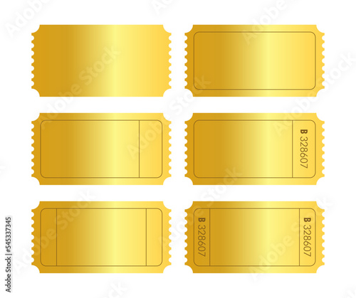 Obraz na płótnie Golden ticket vector design template. Premium coupon festival paper symbol. w salonie