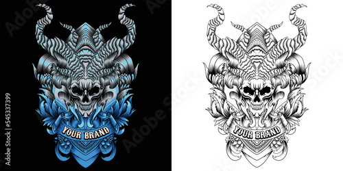 demons skull with horns. Vector illustraiton