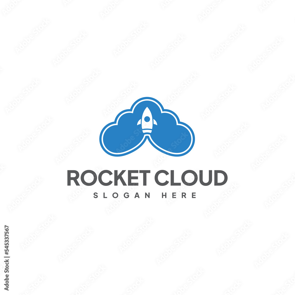Blue Cloud Rocket Vector Logo Blue Cloud Rocket Vector Logo