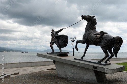 Stampa su tela Monument Exodus dedicated to the evacuation of the White Army in March 1920, o