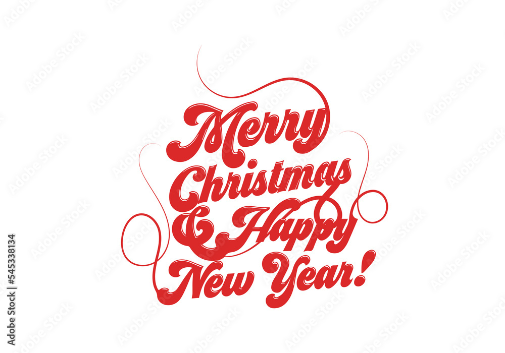 Merry Christmas and Happy New Year vector text Calligraphic Lettering design card. Creative typography for Holiday Greeting Gift Poster.