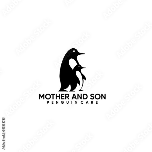 MODERN PENGUINS FAMILY VECTOR ILLUSTRATION